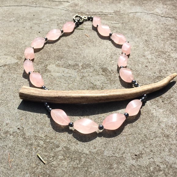 Rose Quartz Deer Antler Statement Necklace - Picture 12 of 16